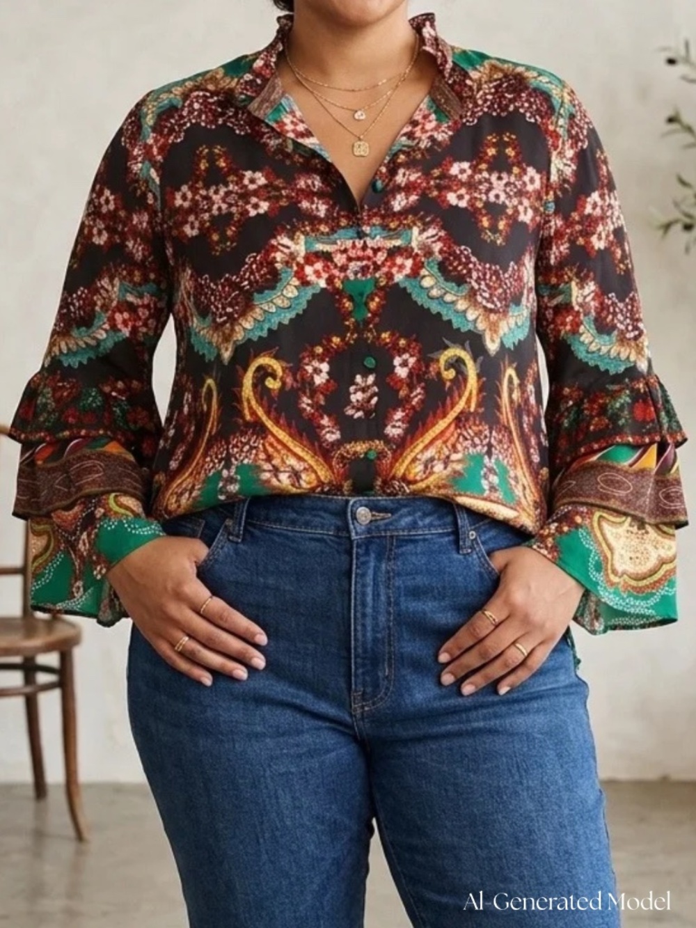 Alice + Olivia patterned blouse, new with tags, XL